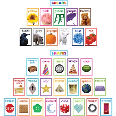 Colorful Photo Shapes And Colors Cards Bulletin Board